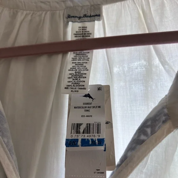 Tommy Bahama embroidered white tunic cover-up with pockets - Picture 7 of 7